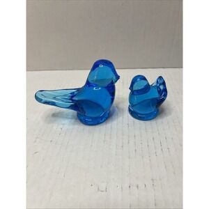 Blue Birds of Happiness Vintage Glass Figurines Set of 2 Signed Leo Ward Ron Ray